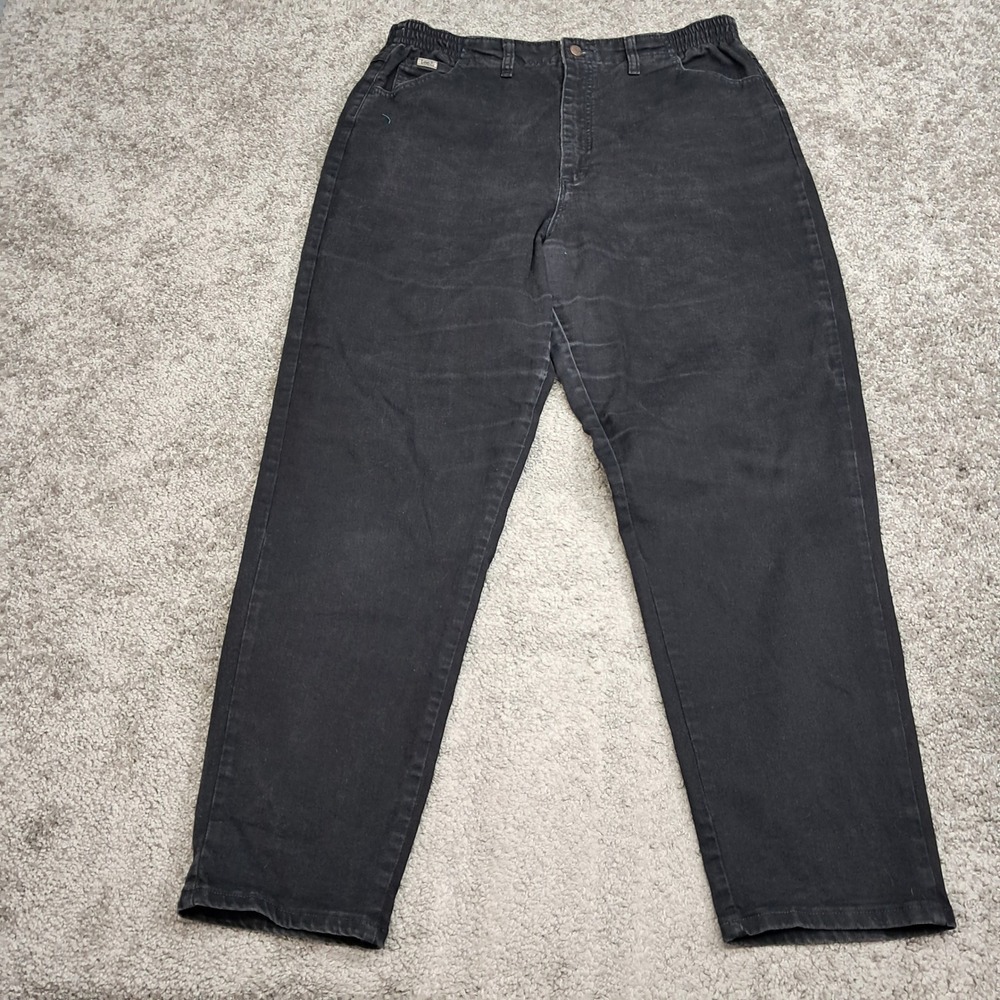 Lee Womens Side Elastic Waist Jeans Black Tapered Leg High Rise Size 18M 3506101
